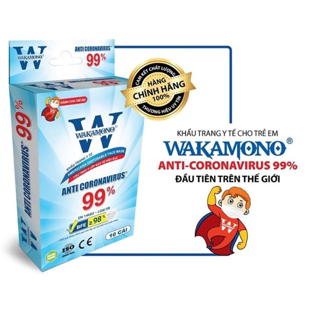 Thùng Khẩu Trang Trẻ Em Wakamono (4 Lớp, Hộp 10 Cái) - 170HộpThùng1